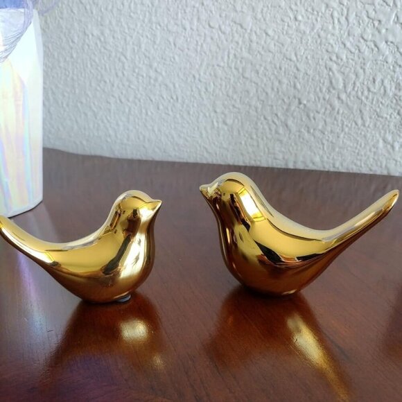 Small Birds Statues Gold Home Decor Modern Style Figurine Decorative Ornaments - Picture 3 of 13